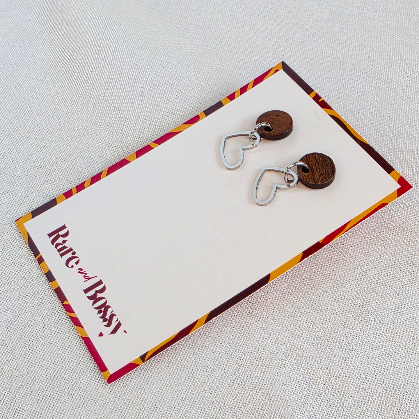 Wood Heart Drop Dangles