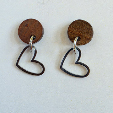 Wood Heart Drop Dangles