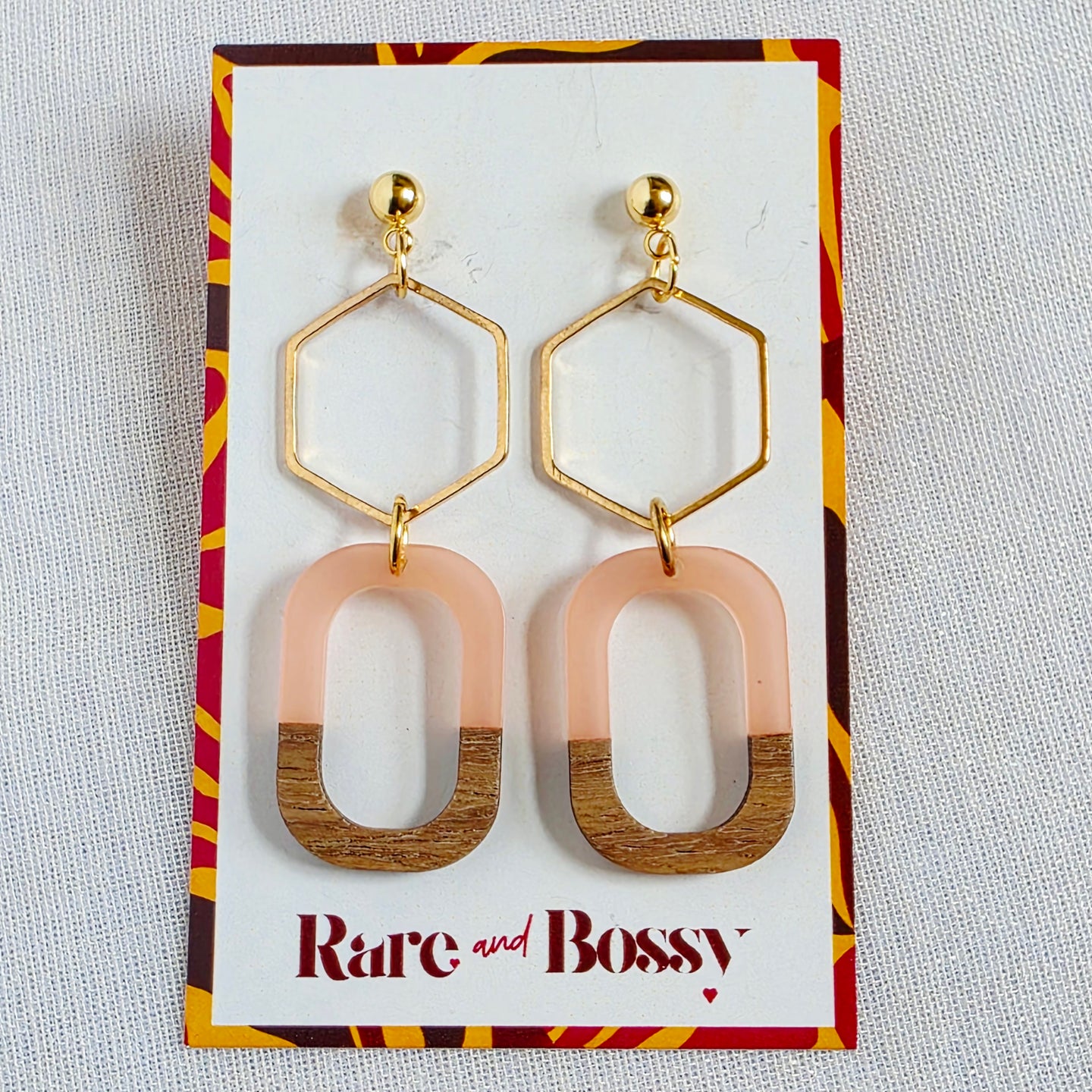 Blush Pink Hexagon Dangles