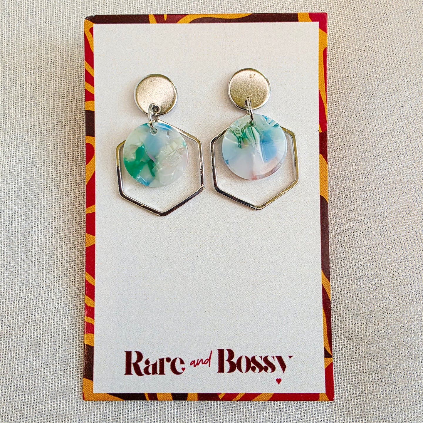 Light Green Hexagon Layered Dangles