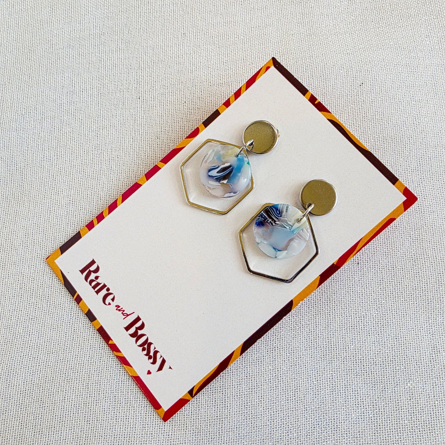 Dark Blue Hexagon Layered Dangles