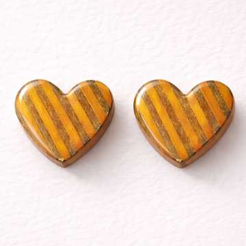 Orange Heart Studs