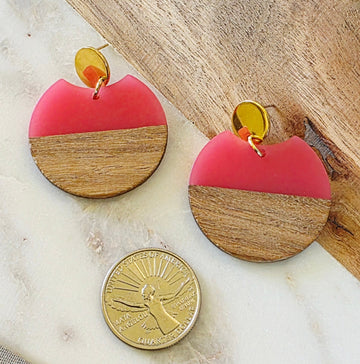 Hot Pink Circle Drop Dangles