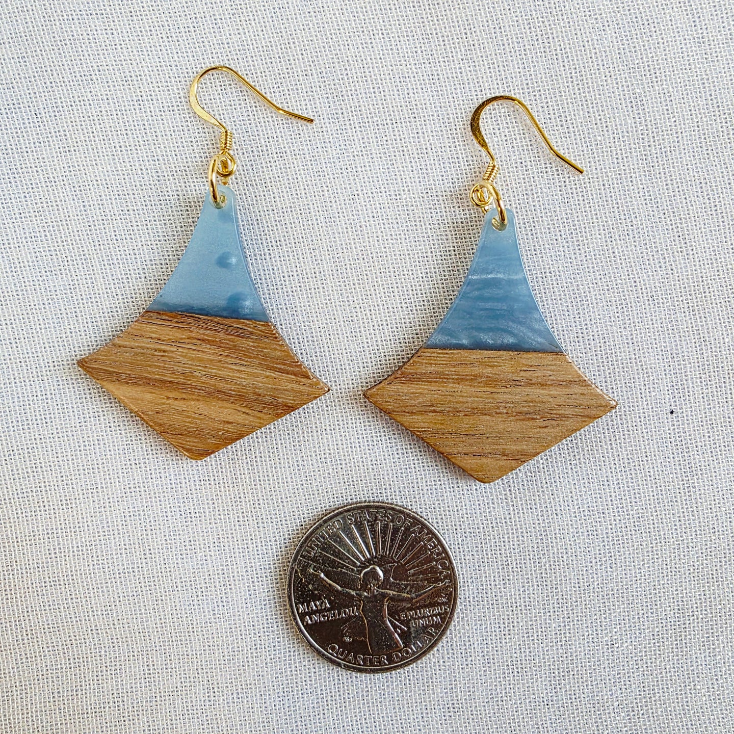 Blue Diamond Wood + Resin Dangles