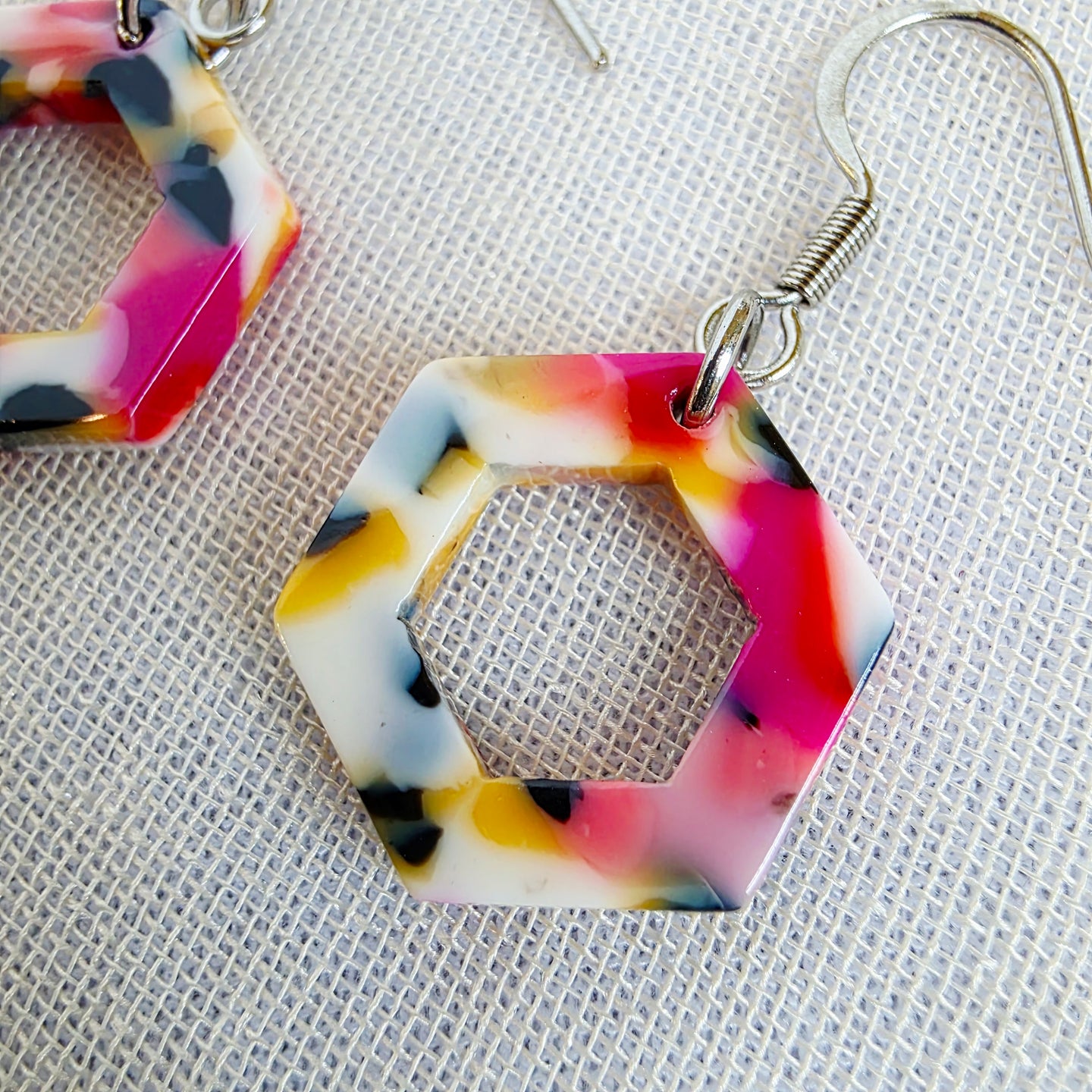 Multicolor Mini Hexagon Dangles