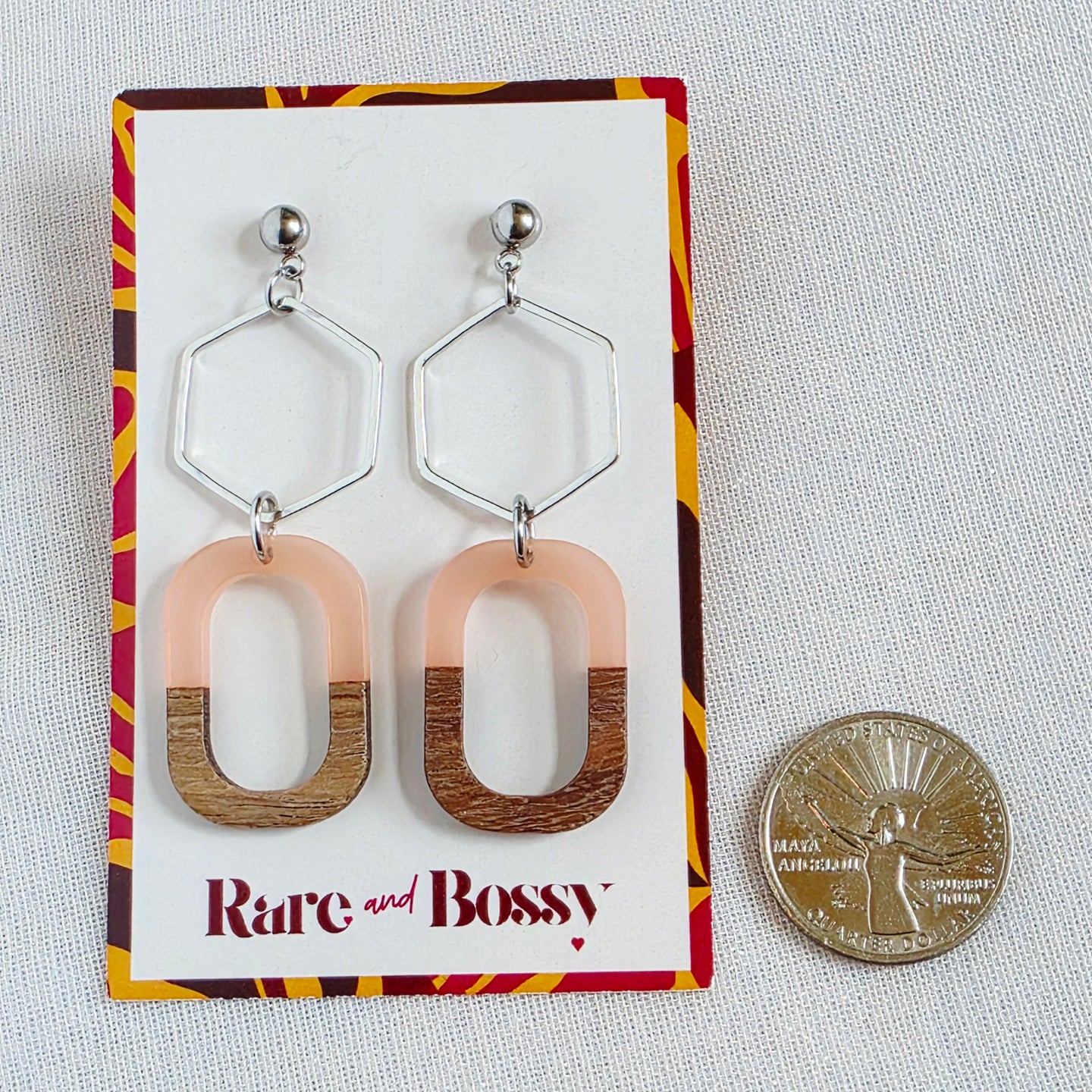Blush Pink Hexagon Dangles