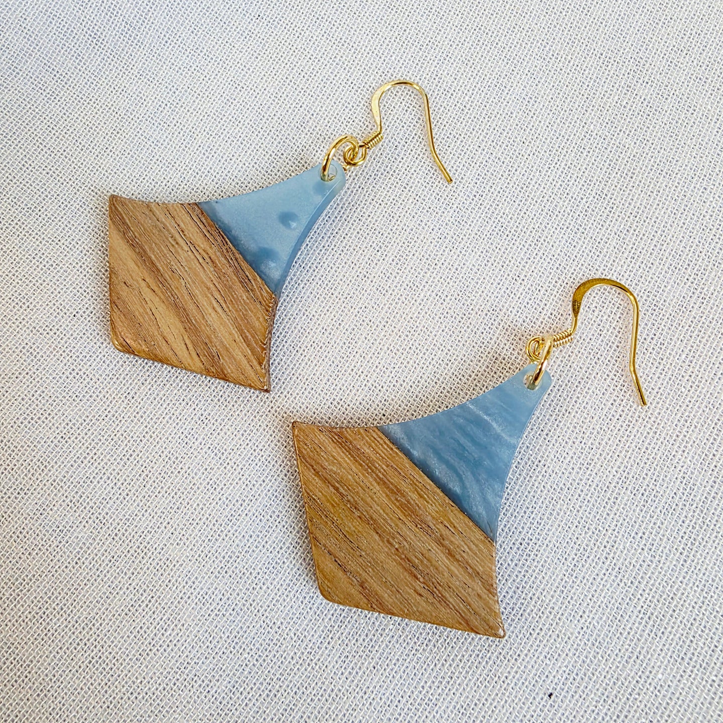 Blue Diamond Wood + Resin Dangles