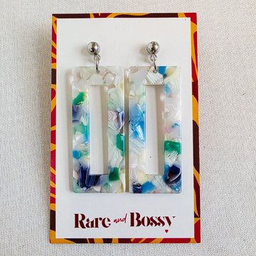 Blue Marble Rectangle Dangles