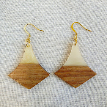 White Diamond Wood + Resin Dangles