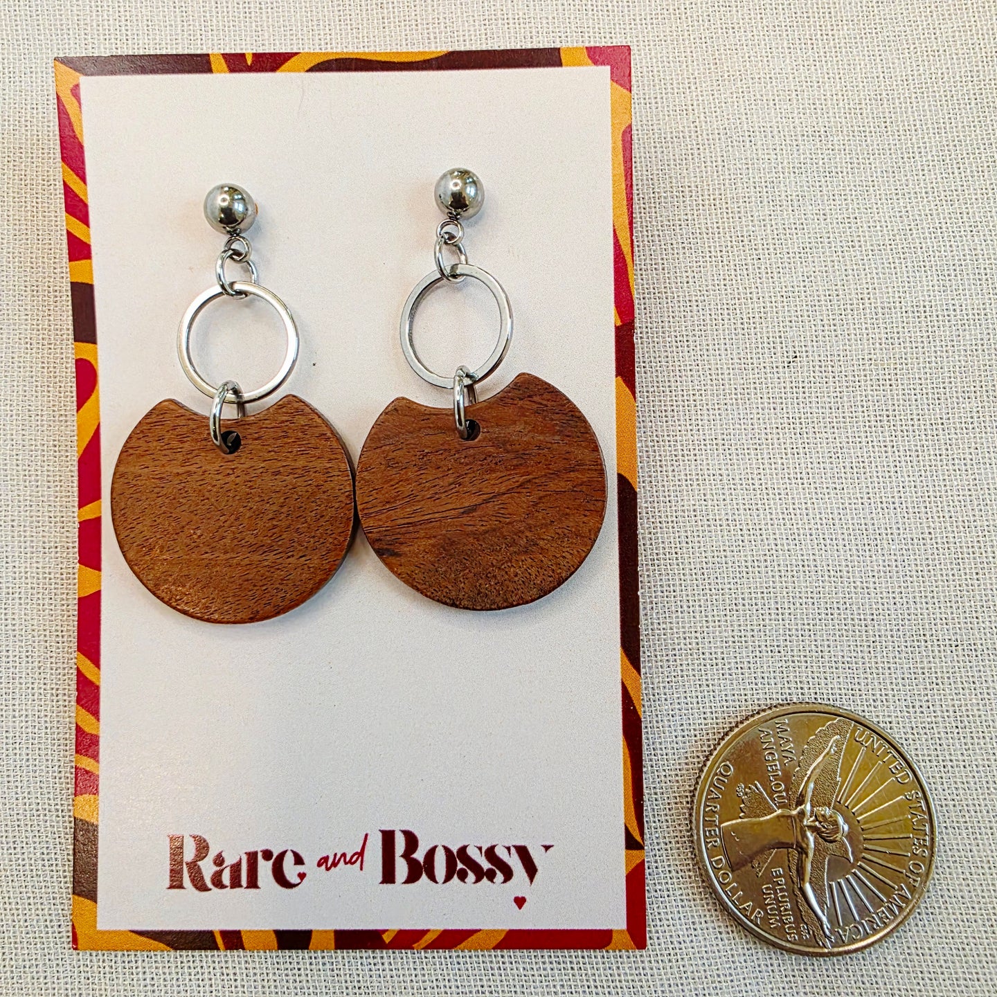 Walnut Double Circle Dangles