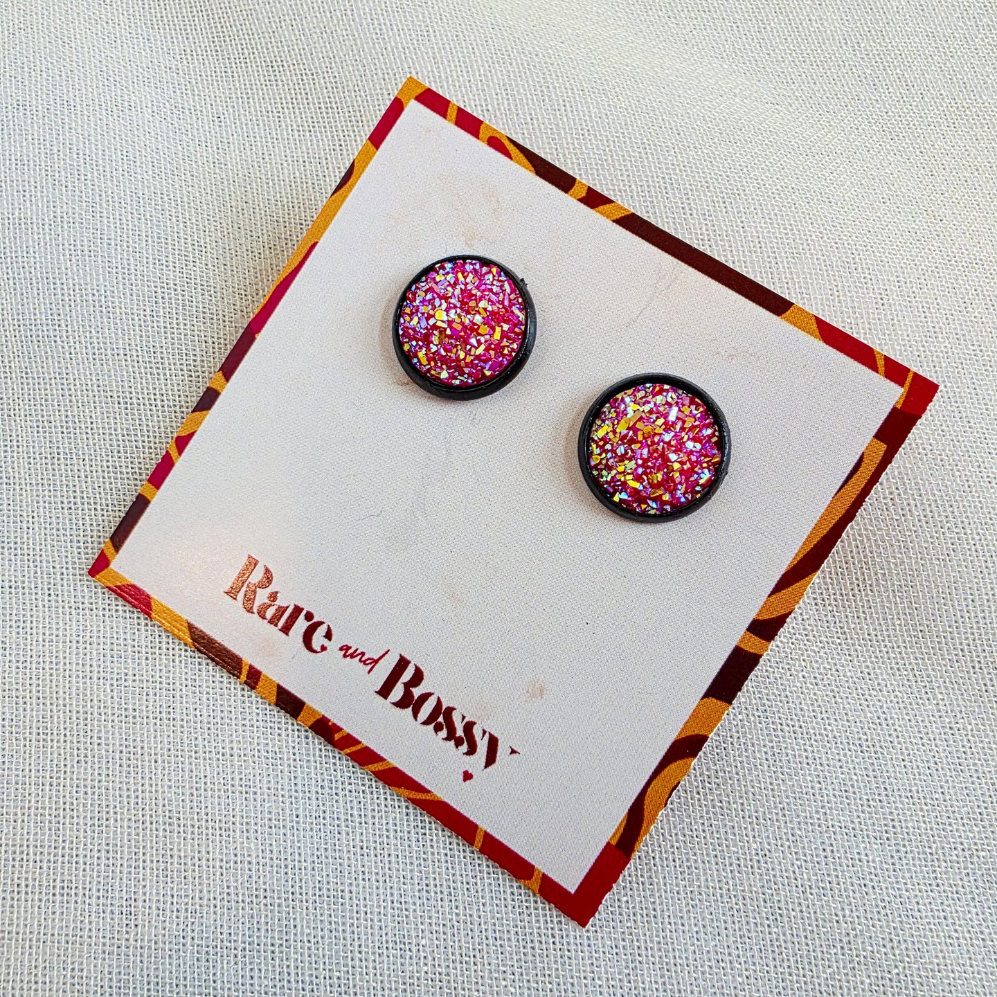 Rose Pink Druzy Studs