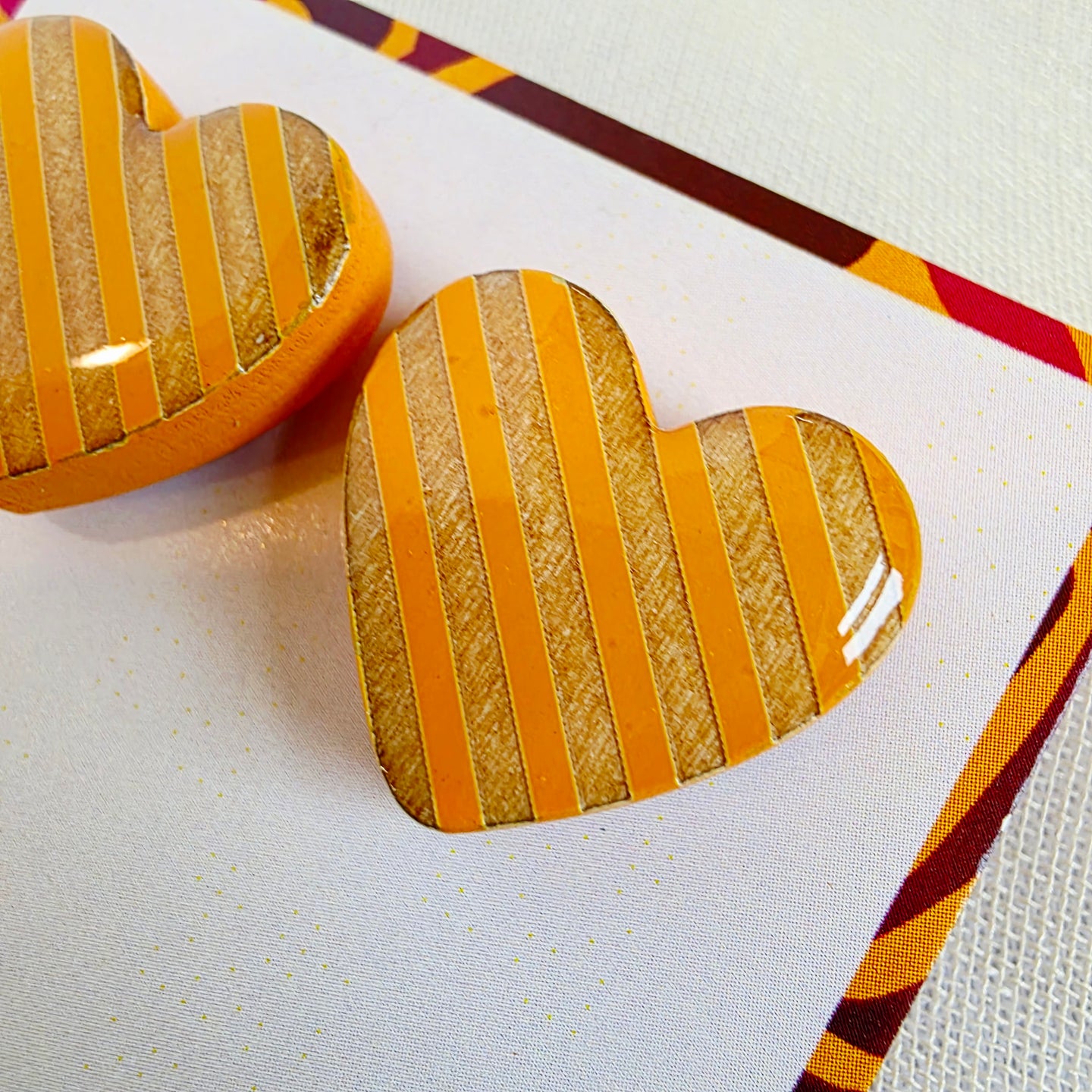 Orange Heart Studs