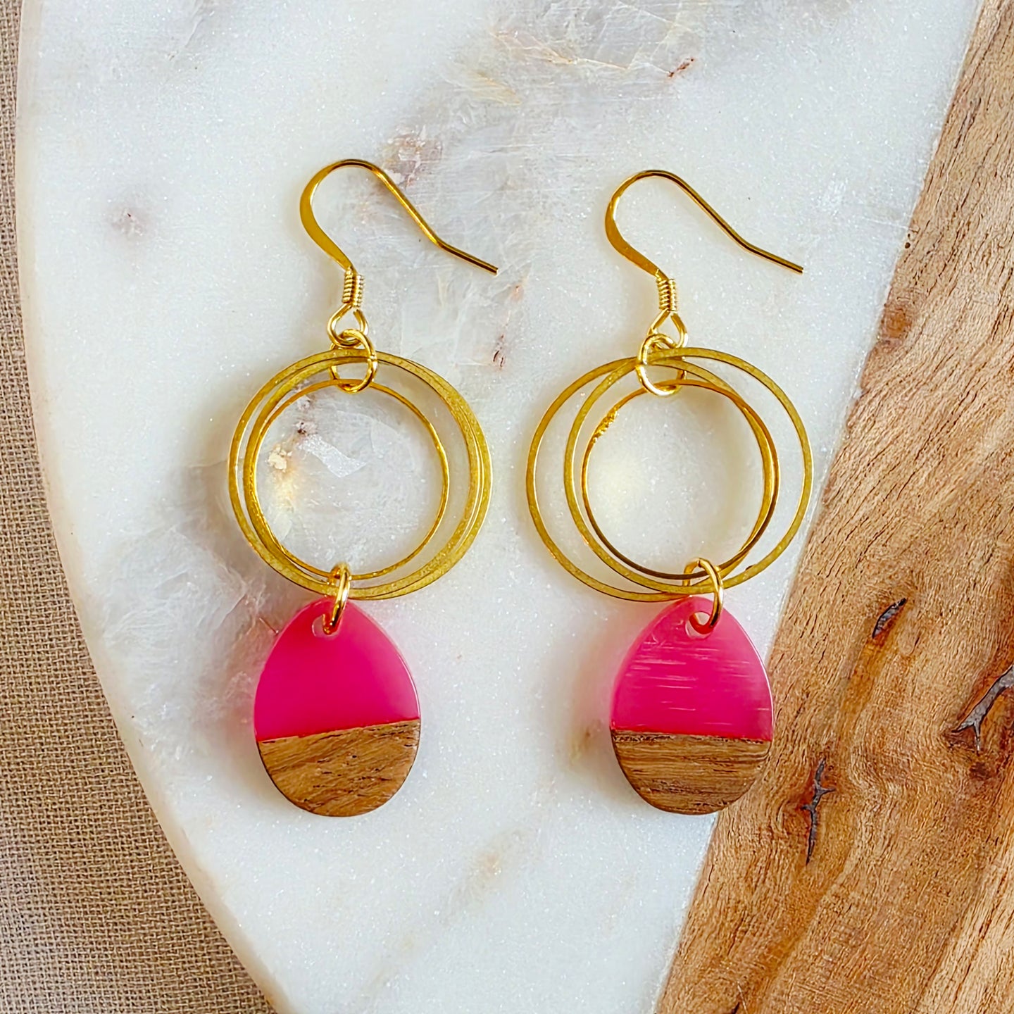 Hot Pink Mini Teardrop Dangles