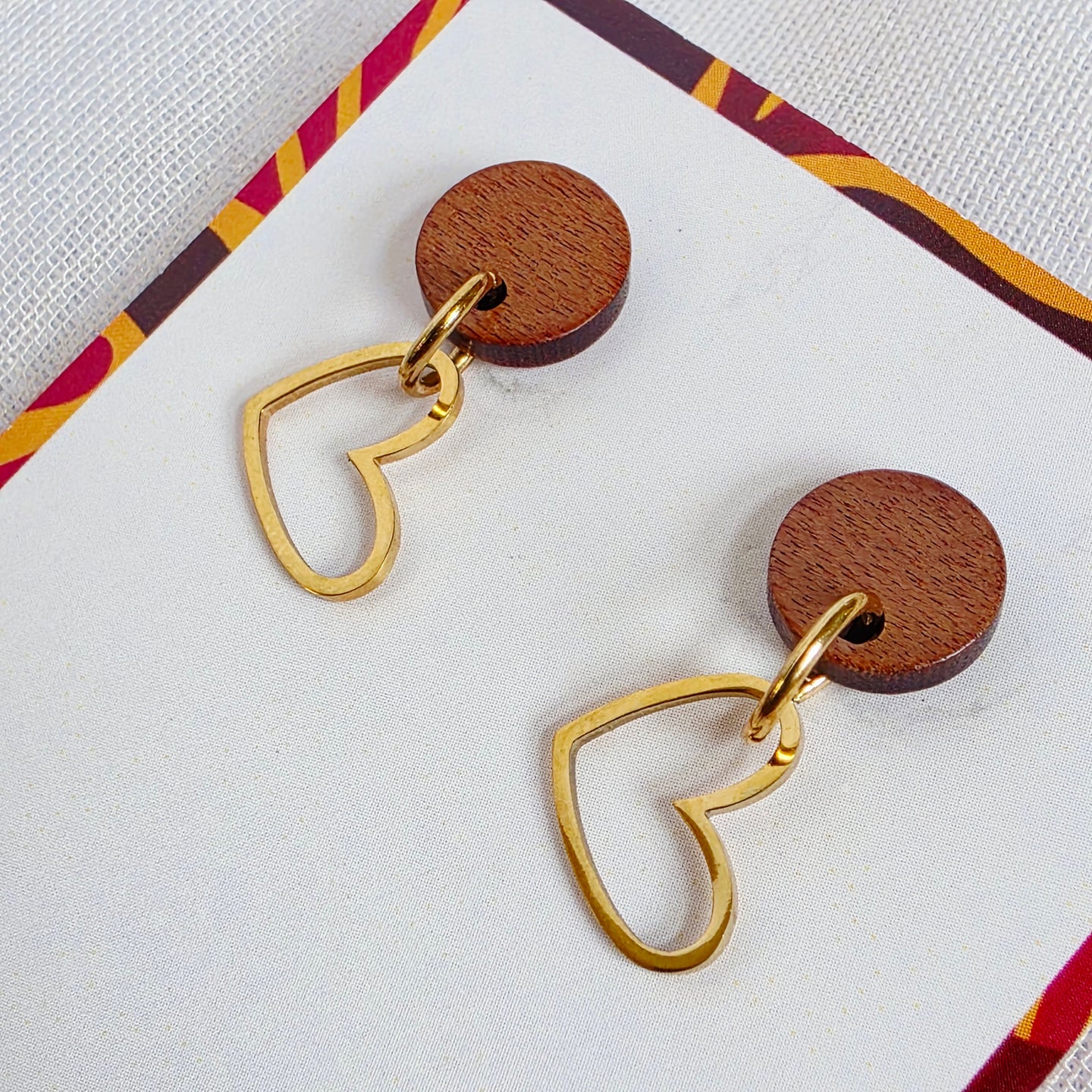 Wood Heart Drop Dangles