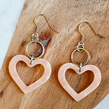 Blush Pink Heart Drop Dangles