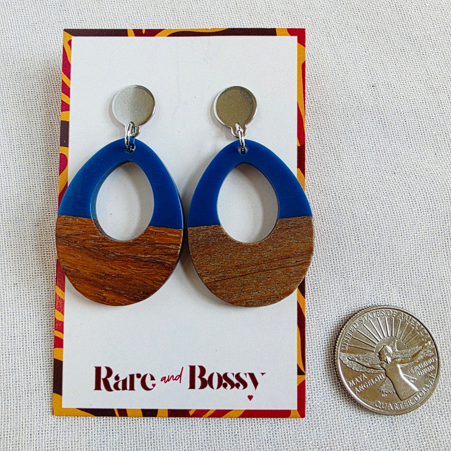 Dark Blue Open Teardrop Dangles