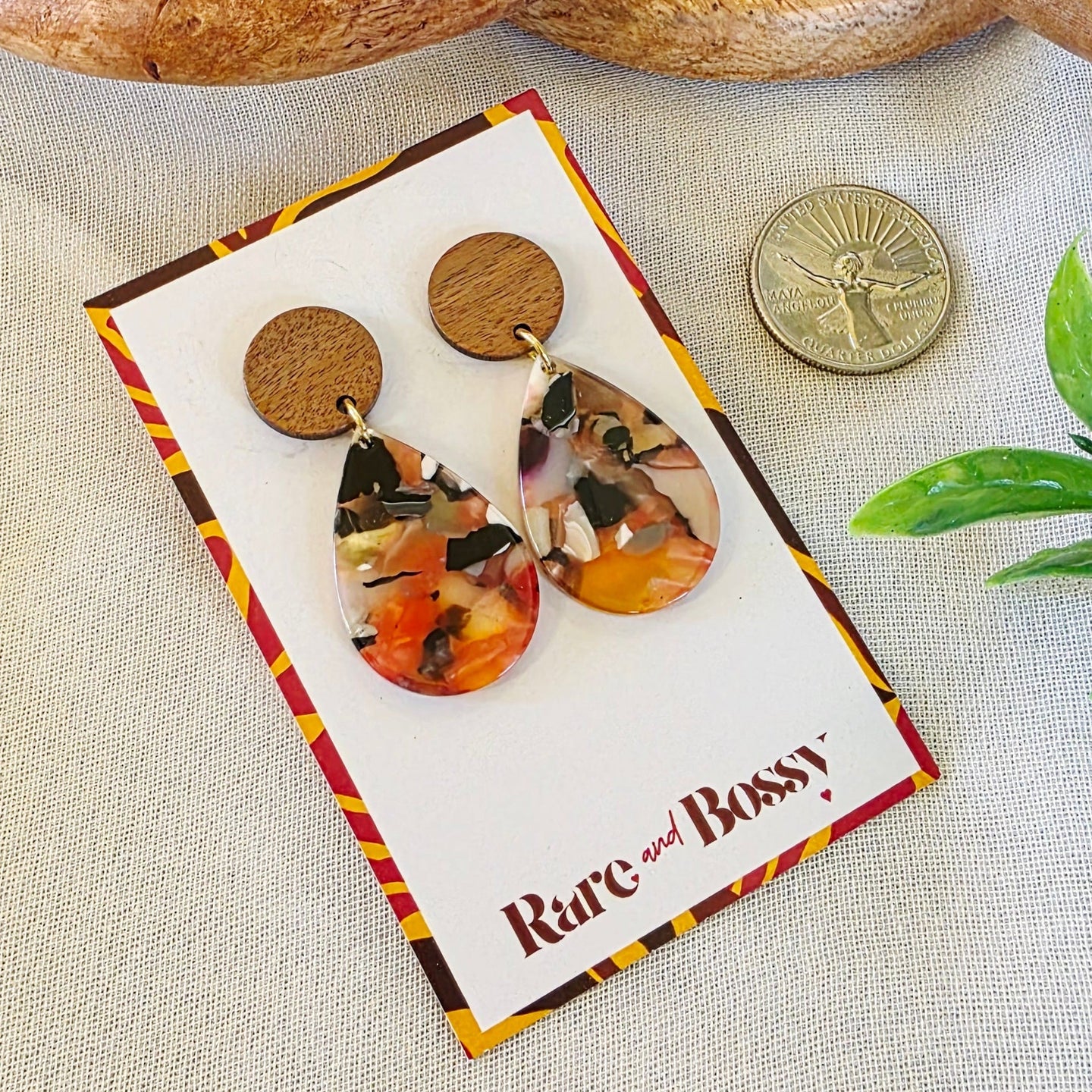 Red Mini Confetti Teardrop Dangles
