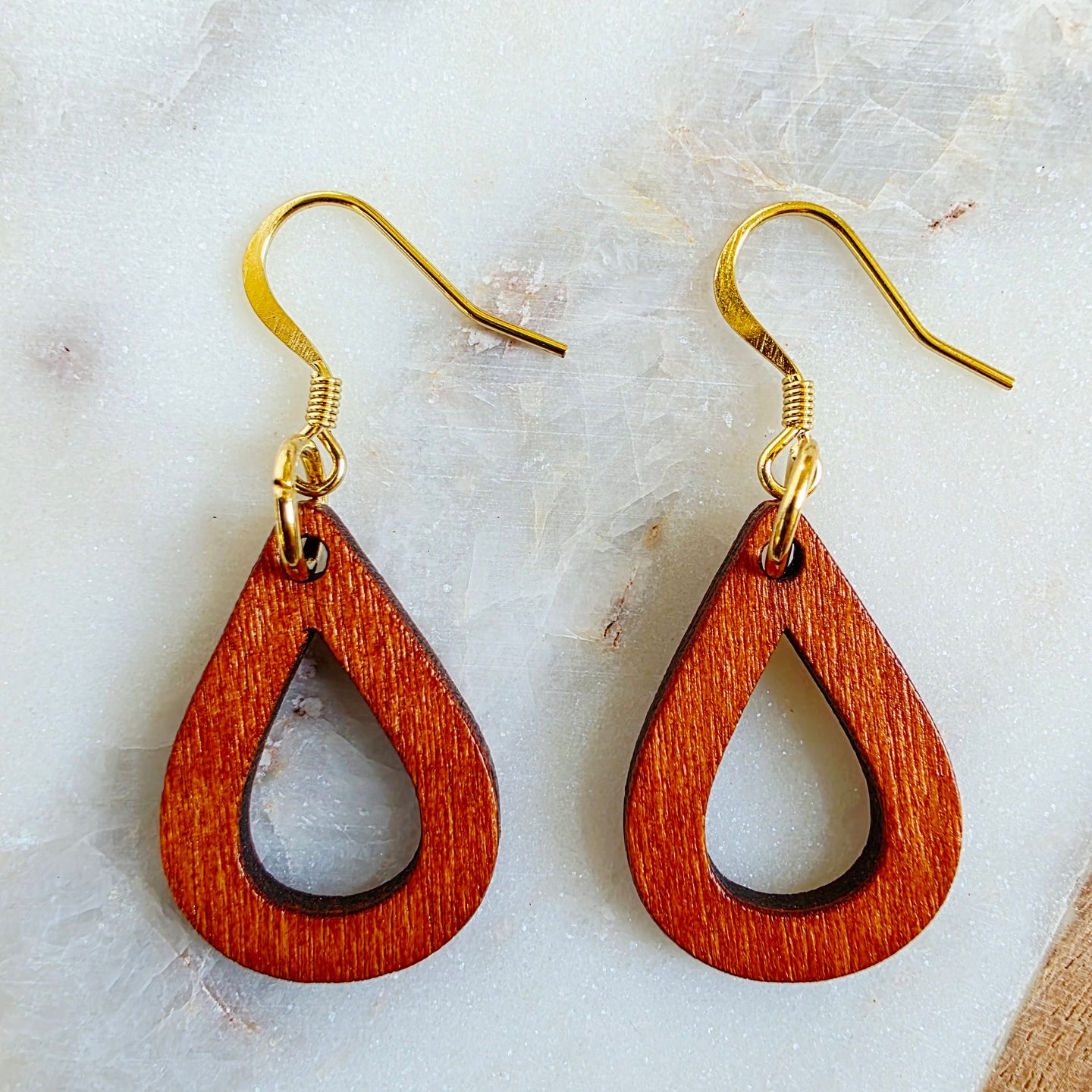Brown Open Mini Teardrop Dangles