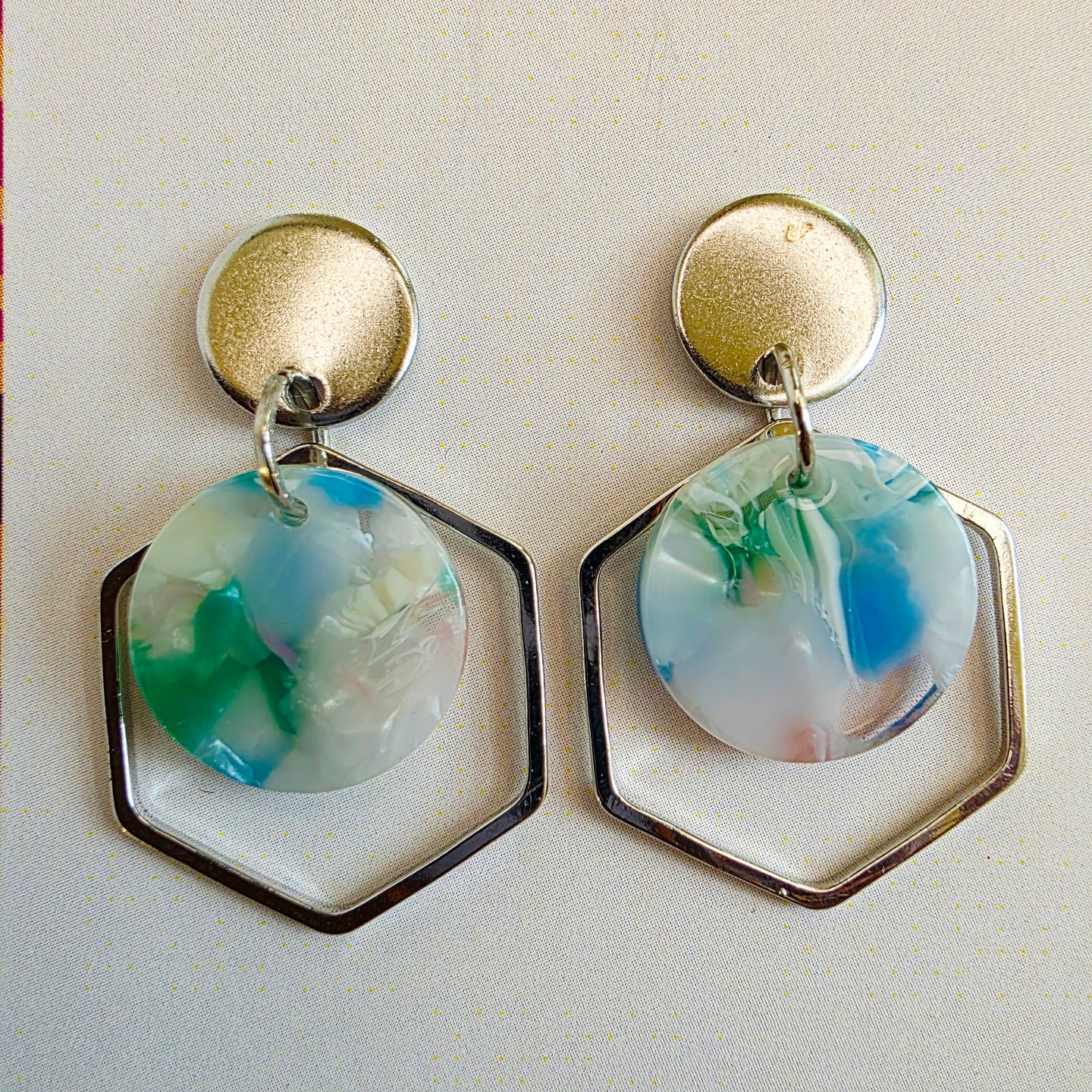 Light Green Hexagon Layered Dangles
