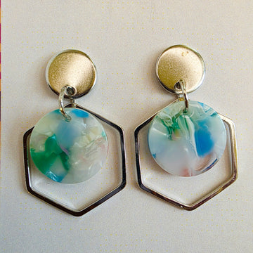 Light Green Hexagon Layered Dangles