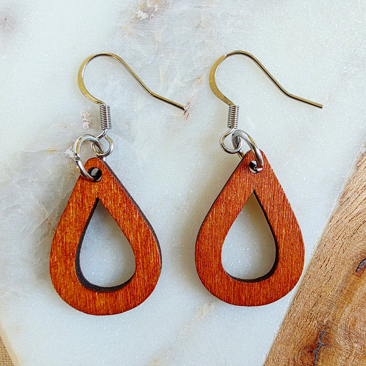 Brown Open Mini Teardrop Dangles