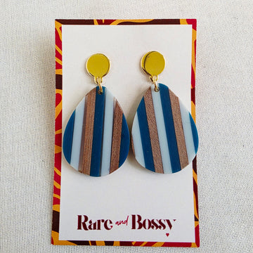 Blue Stripe Teardrop Dangles