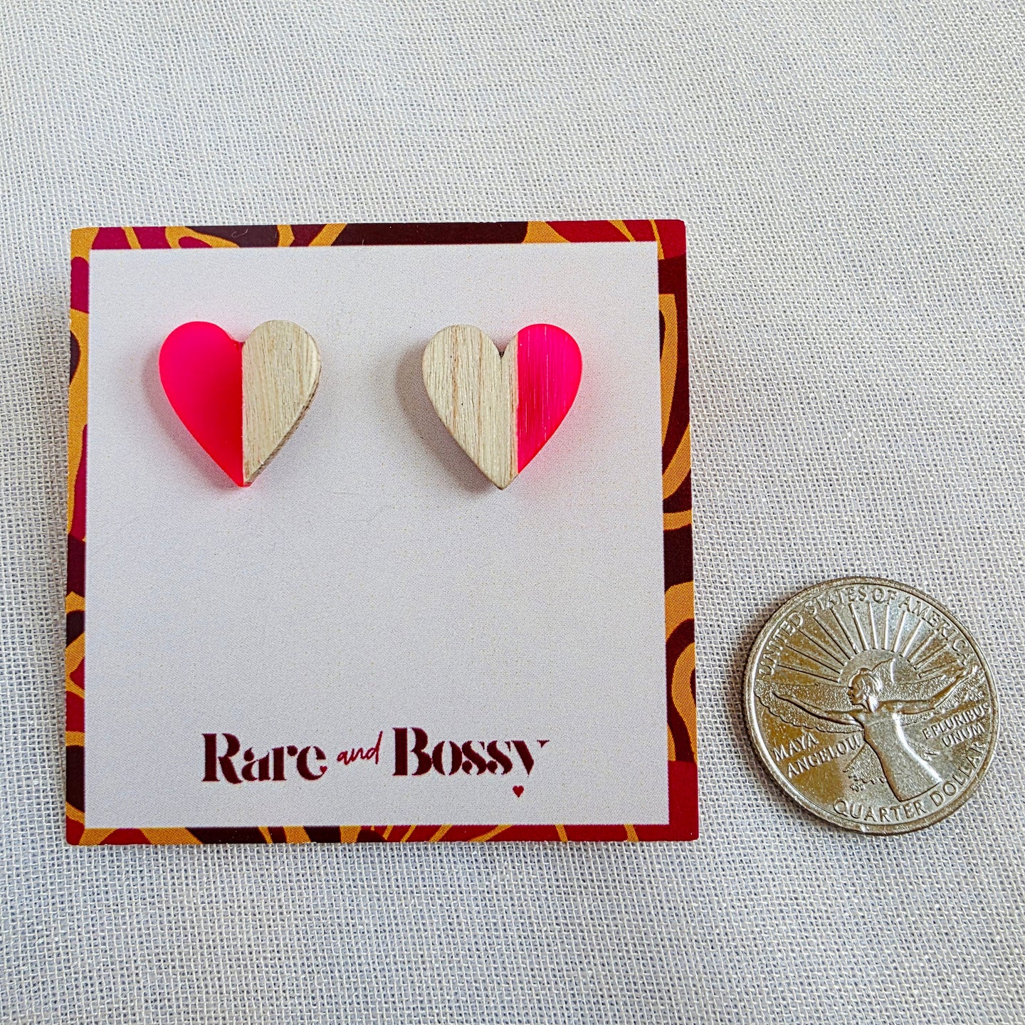 Hot Pink Heart Studs