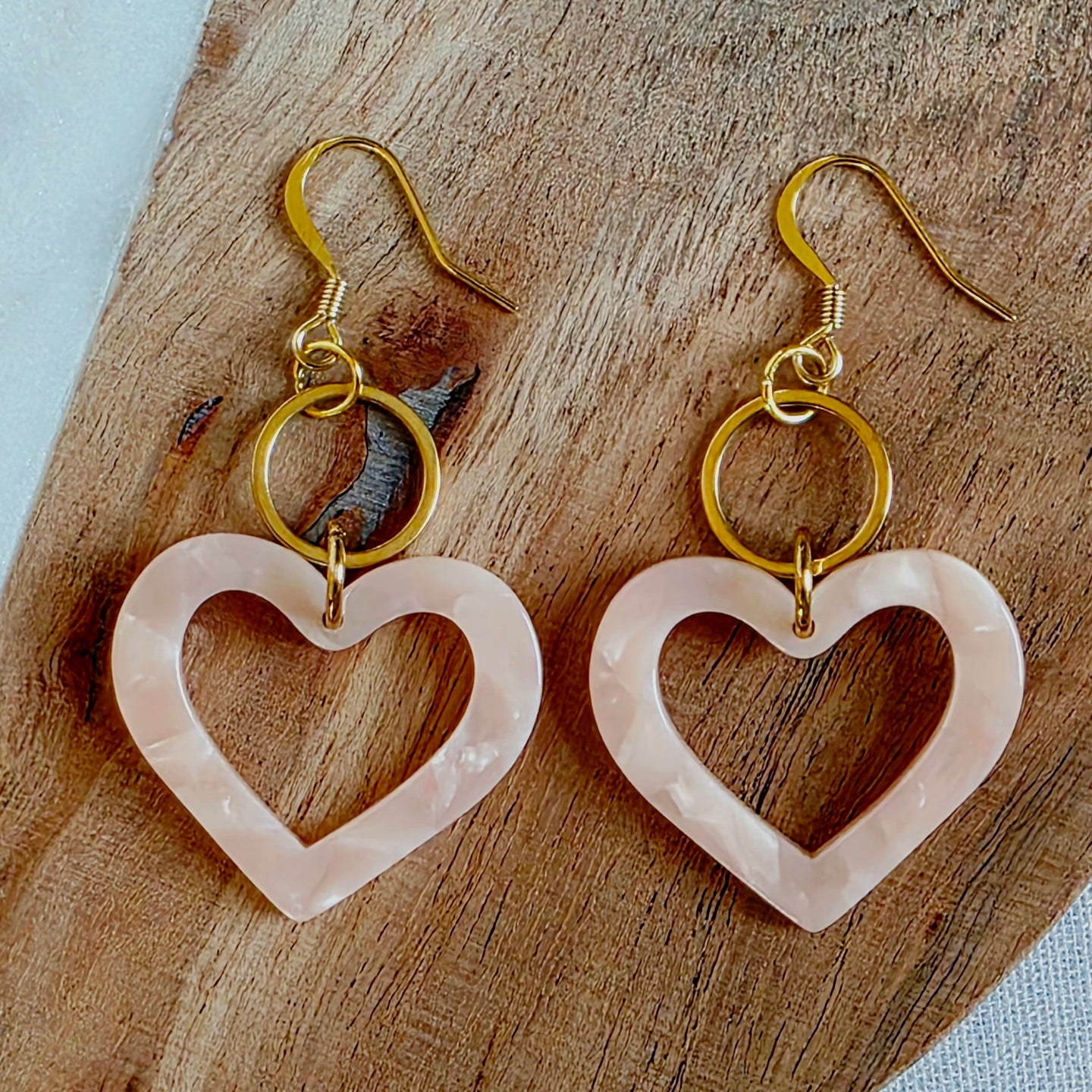 Blush Pink Heart Drop Dangles