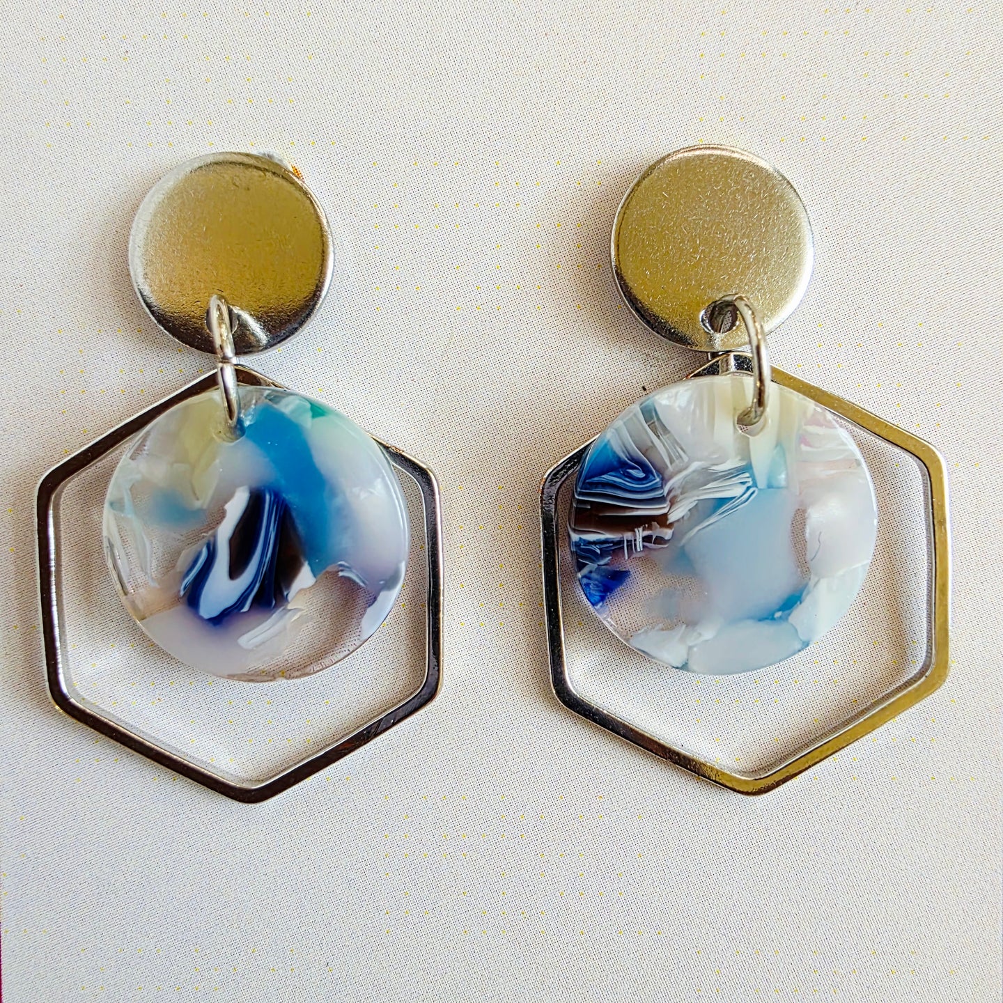 Dark Blue Hexagon Layered Dangles