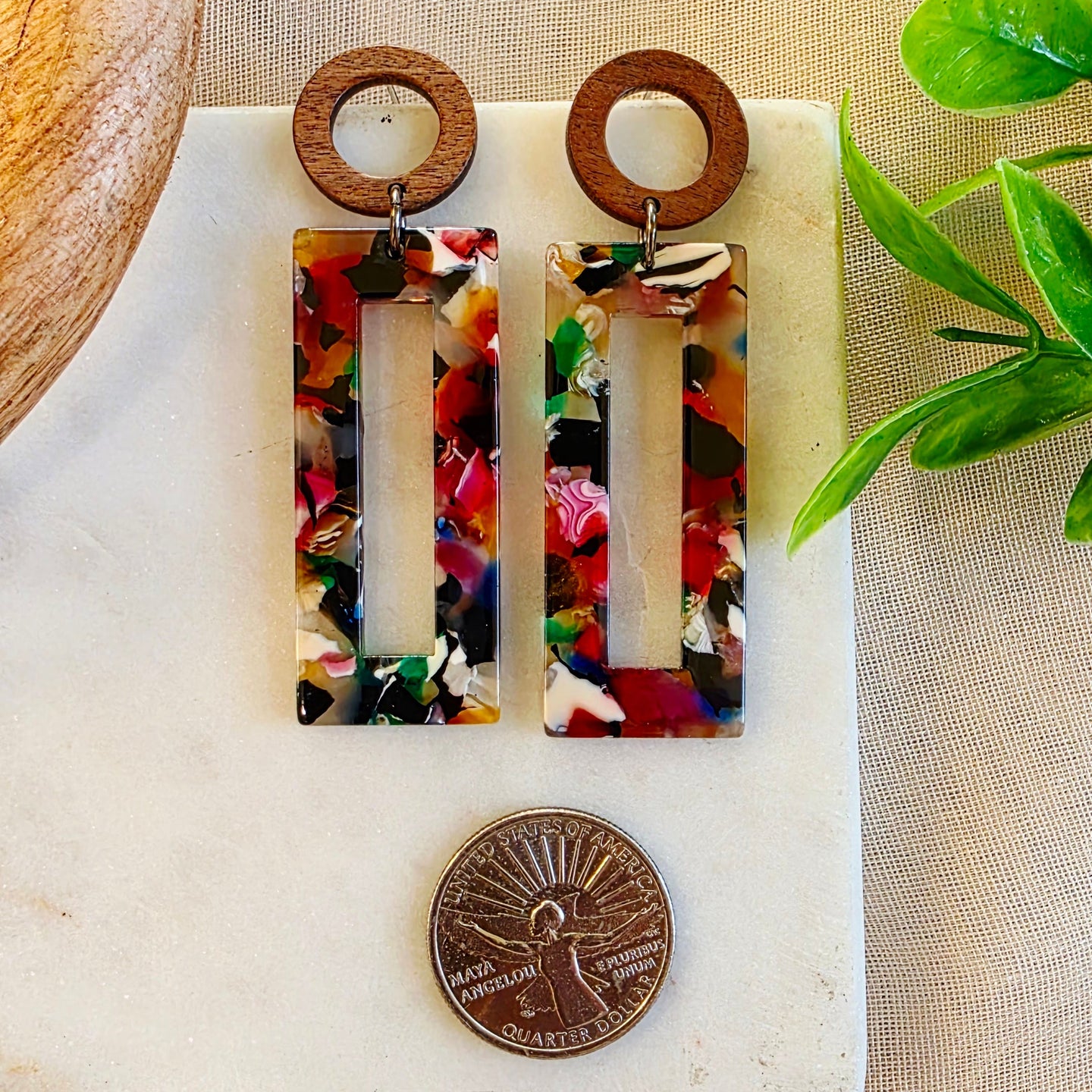 Multicolor Open Rectangle Dangles 1