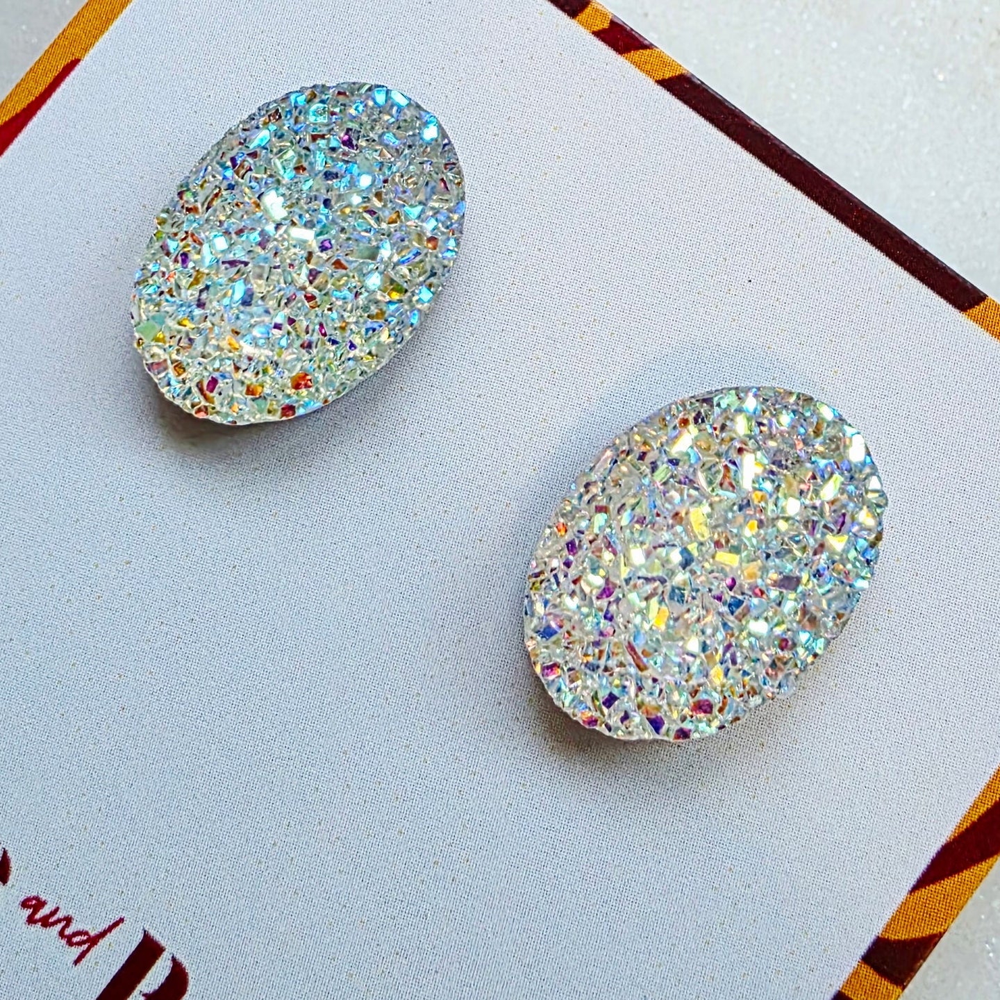 Crystal Oval Druzy Studs
