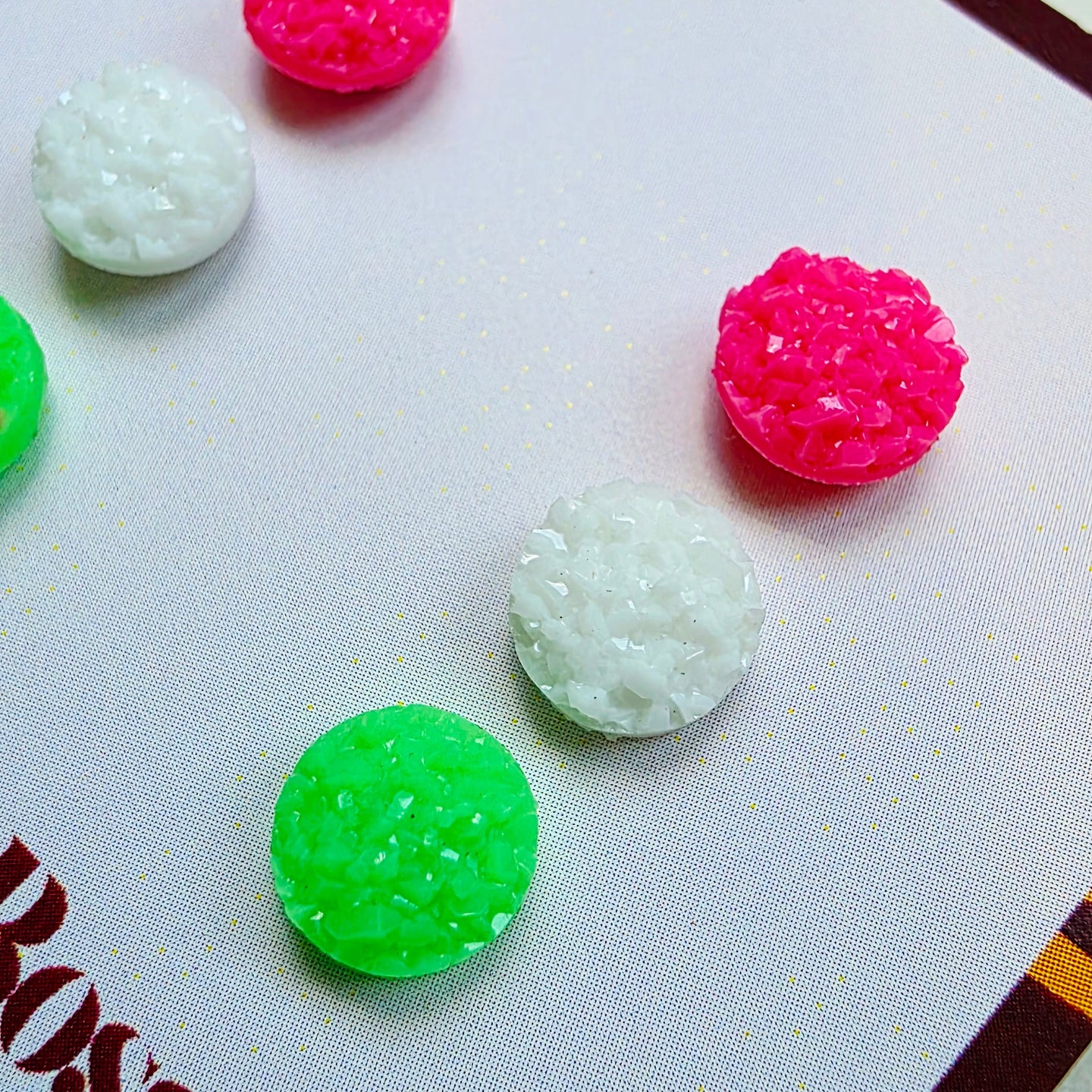 Pink Matte Mini Druzy Studs Trio