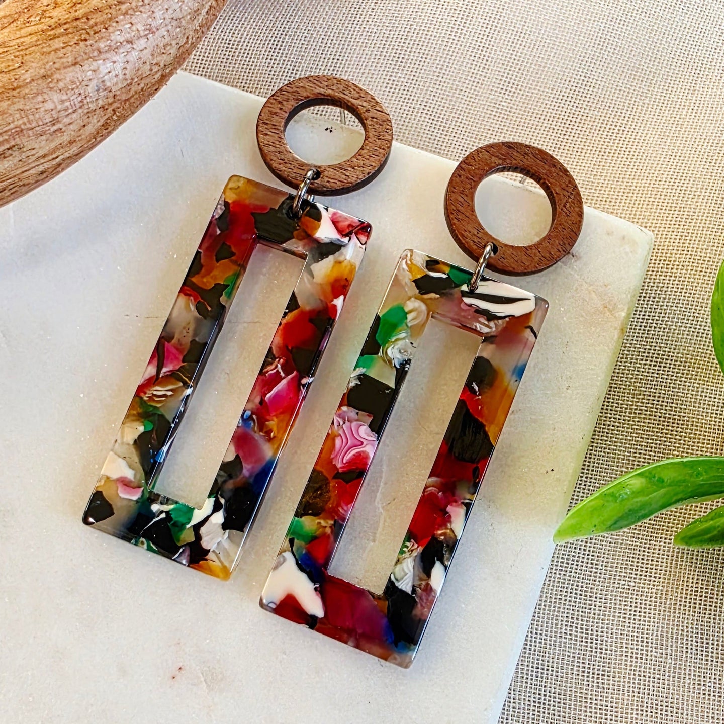 Multicolor Open Rectangle Dangles 1