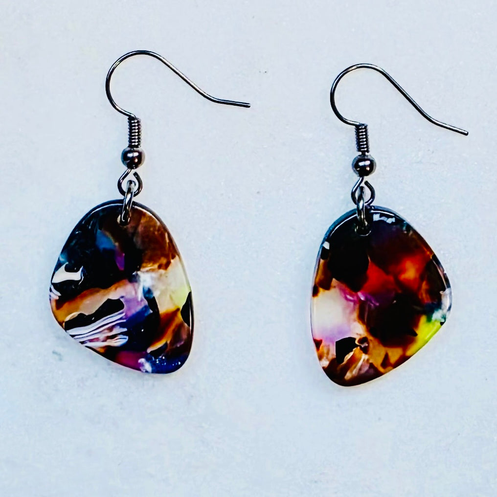 Purple Mosaic Pebble Dangles