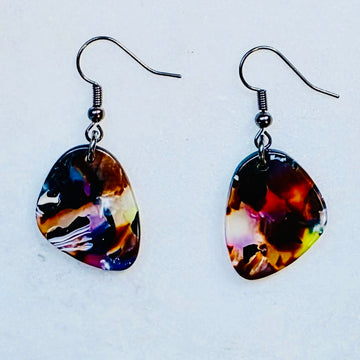 Purple Mosaic Pebble Dangles
