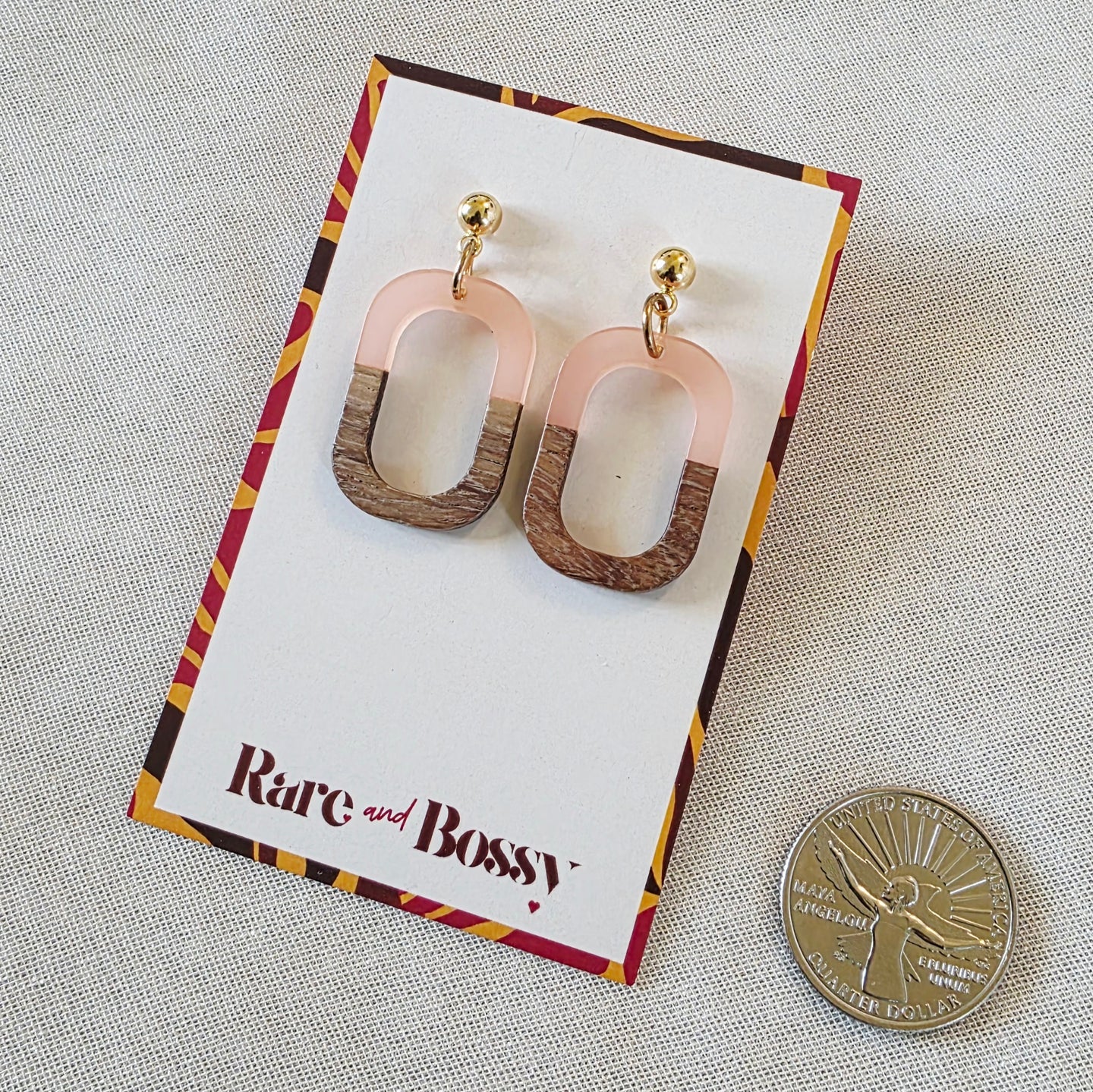 Blush Pink Open Rounded Rectangle Dangles