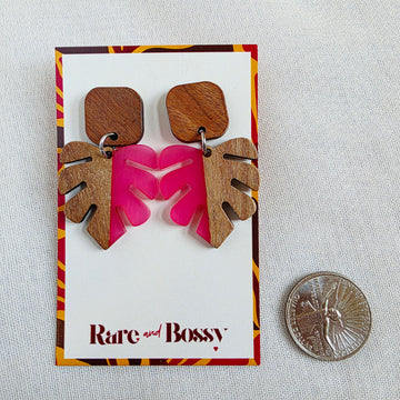 Pink Leaf Dangles