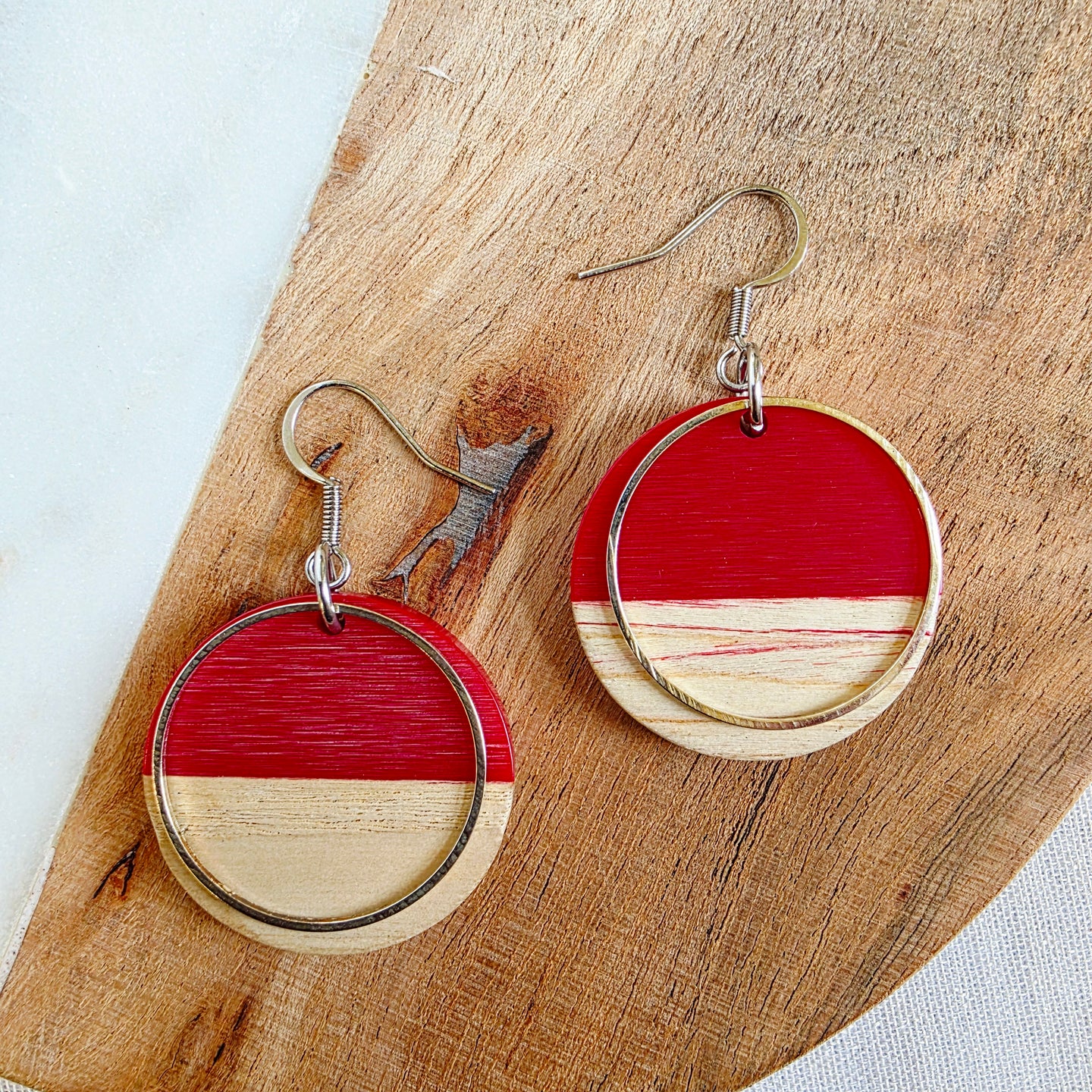 Red Layered Circle Dangles