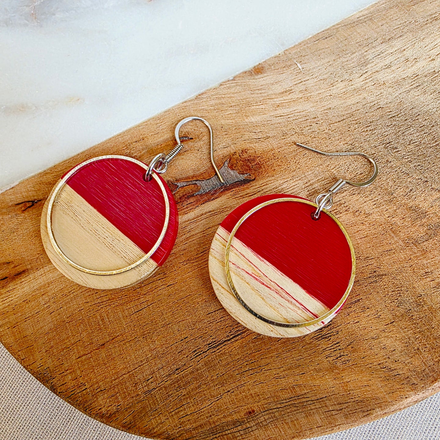 Red Layered Circle Dangles