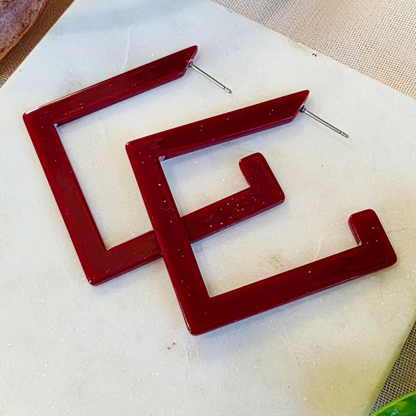 Burgundy Square Hoops