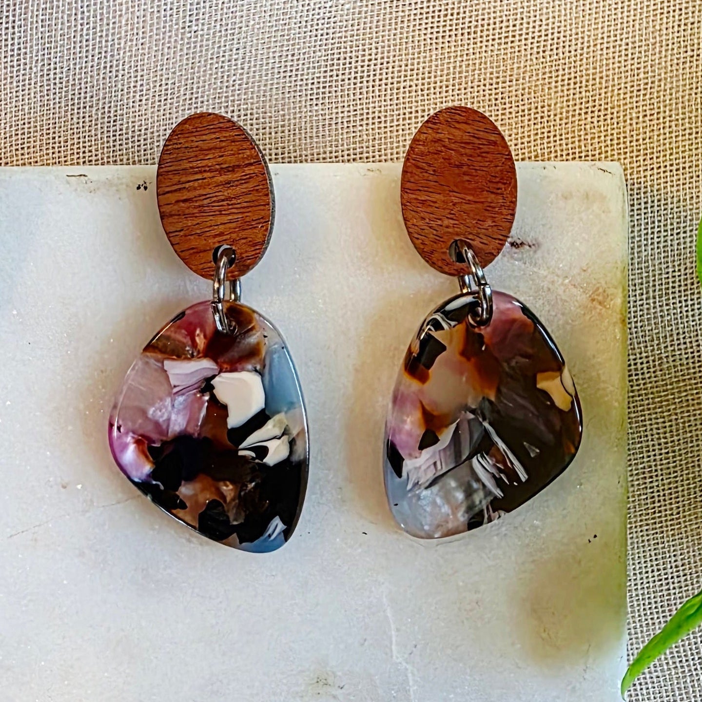 Purple Mosaic Pebble Dangles 1