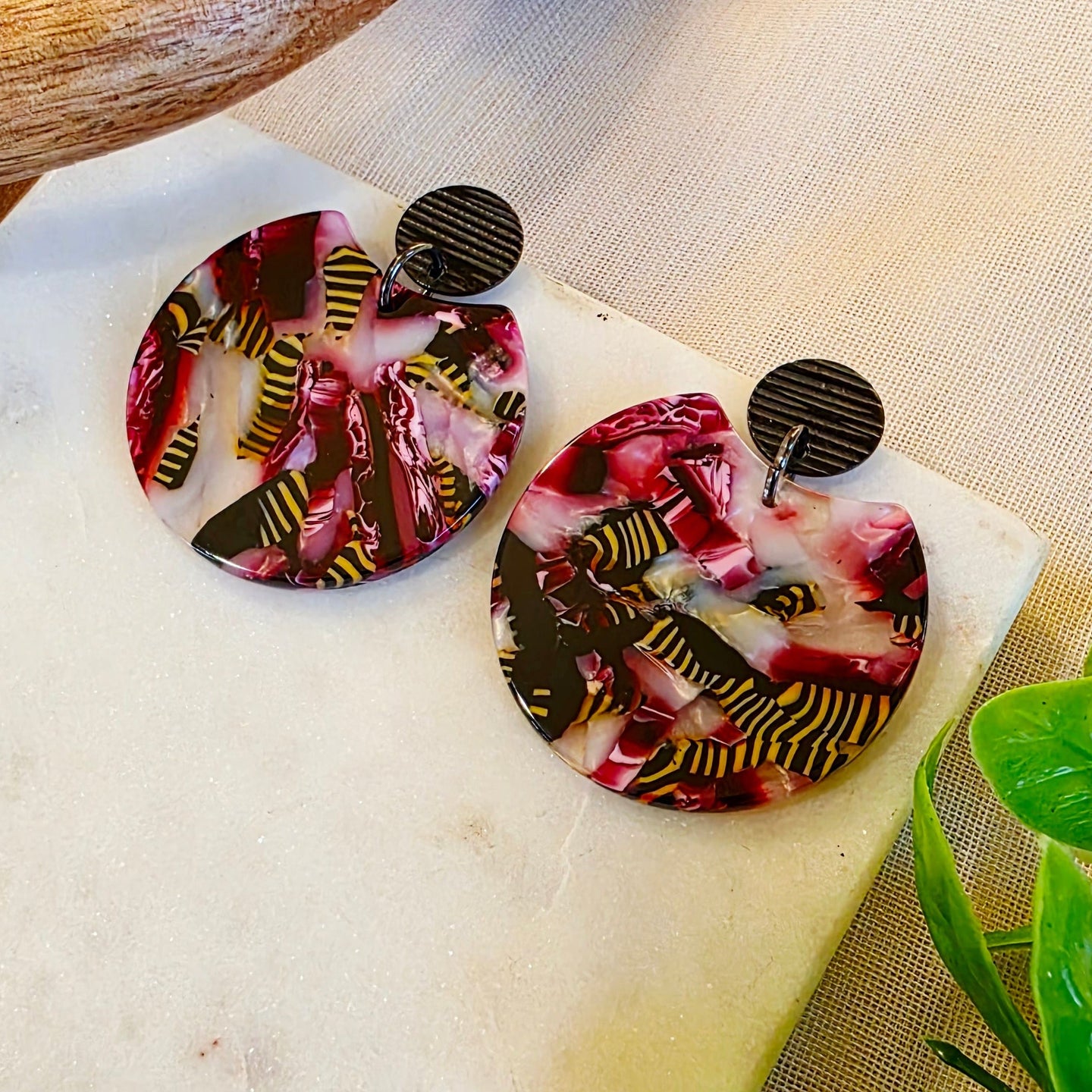 Purple Notched Round Dangles