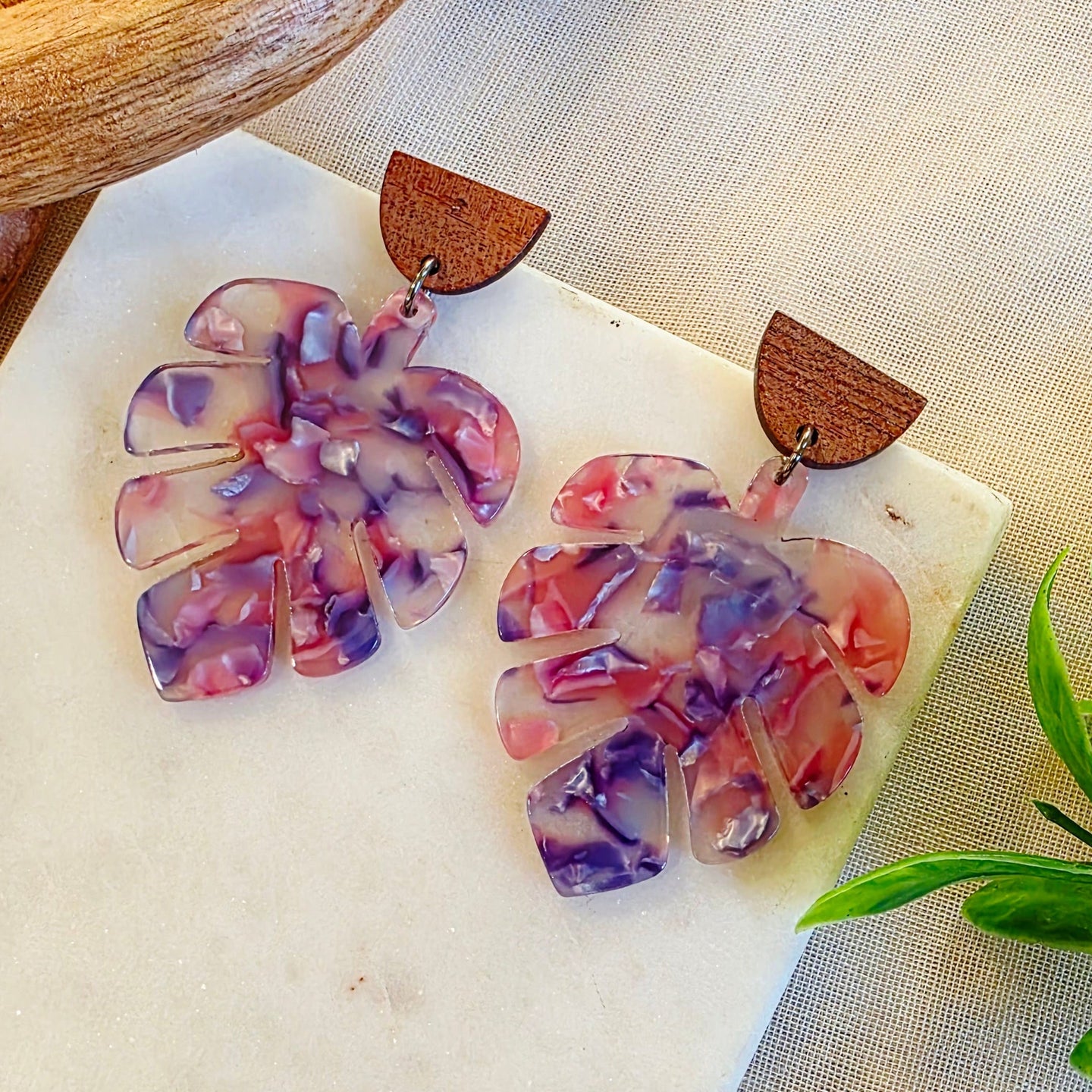 Purple Leaf Marbled Dangles 1