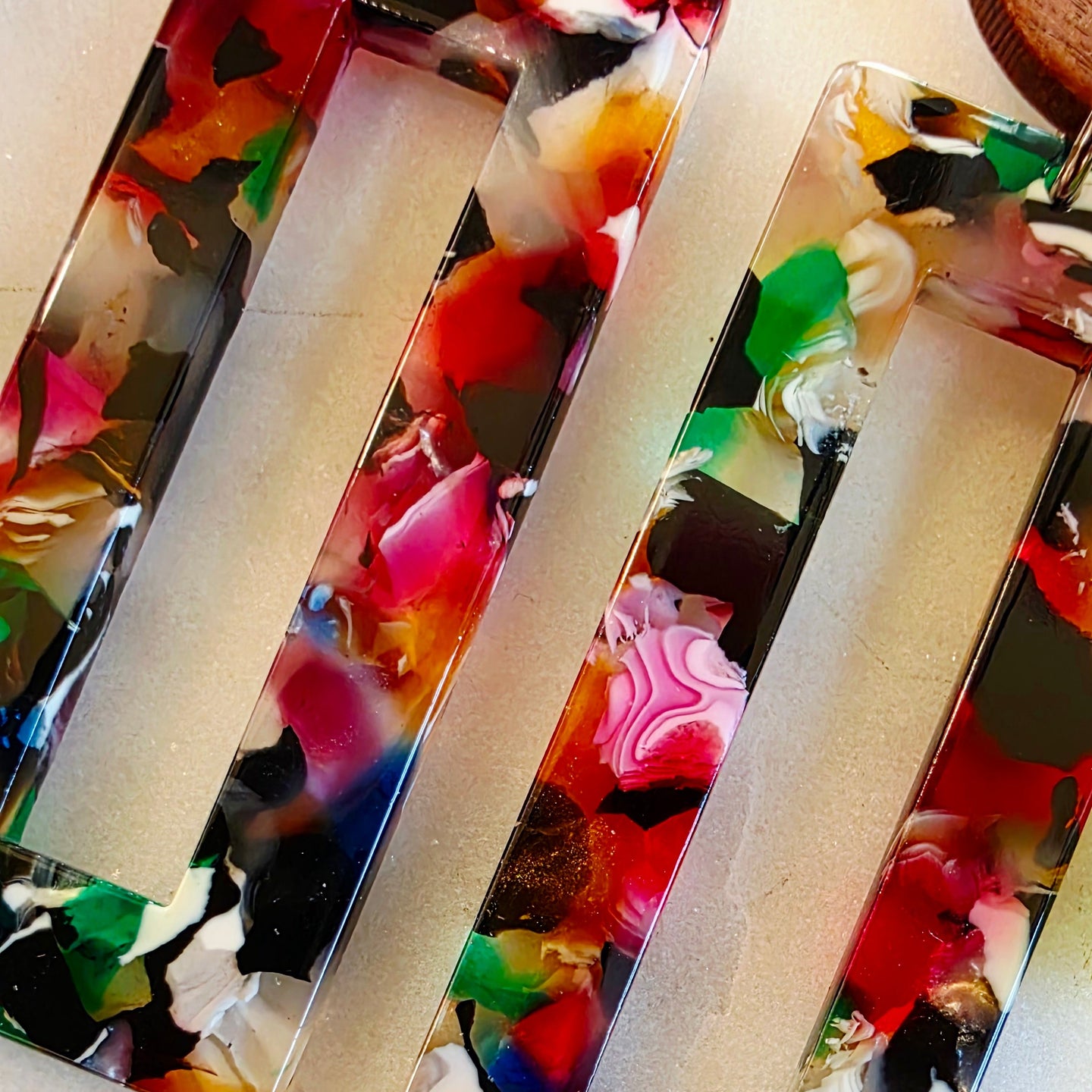 Multicolor Open Rectangle Dangles 1