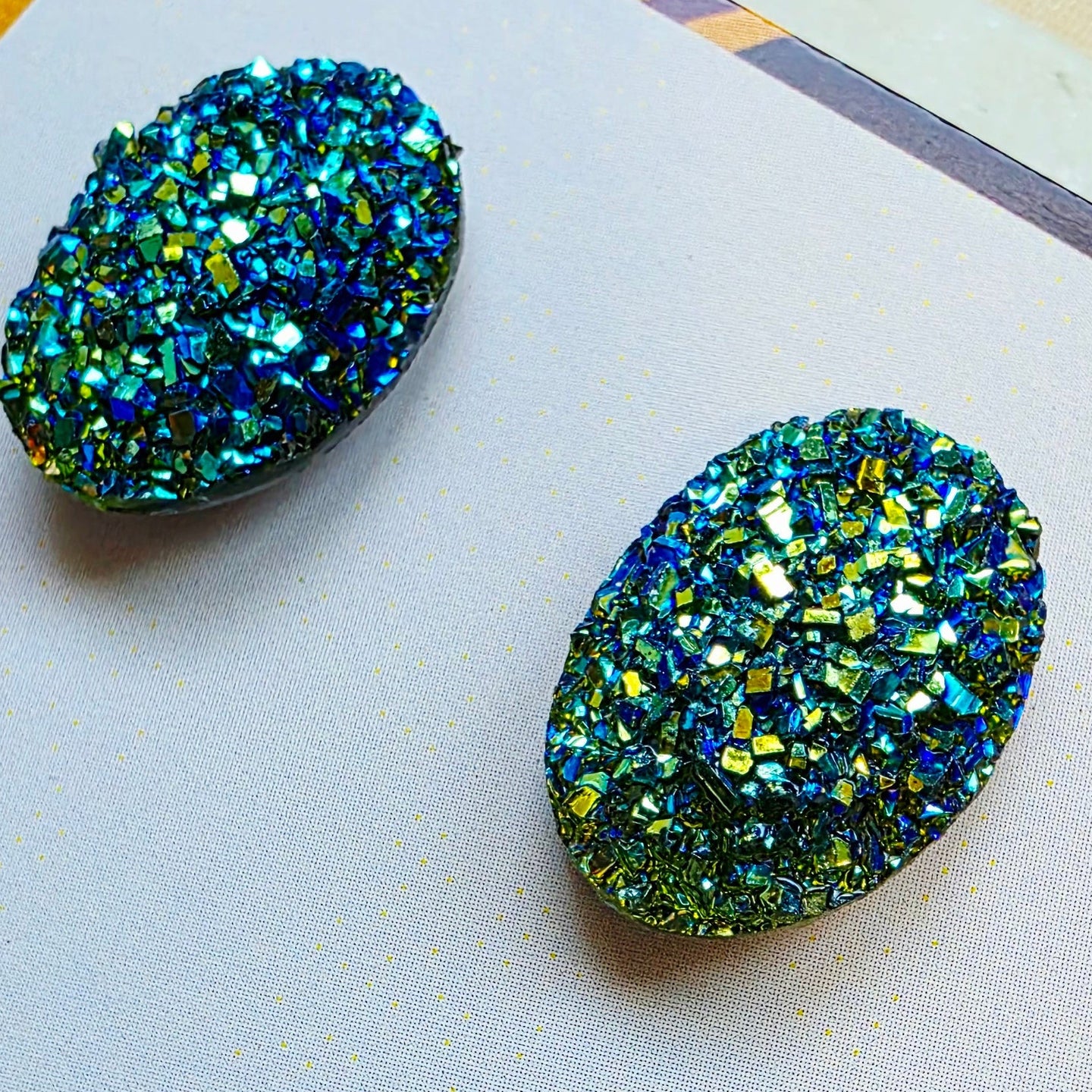 Navy Oval Druzy Studs