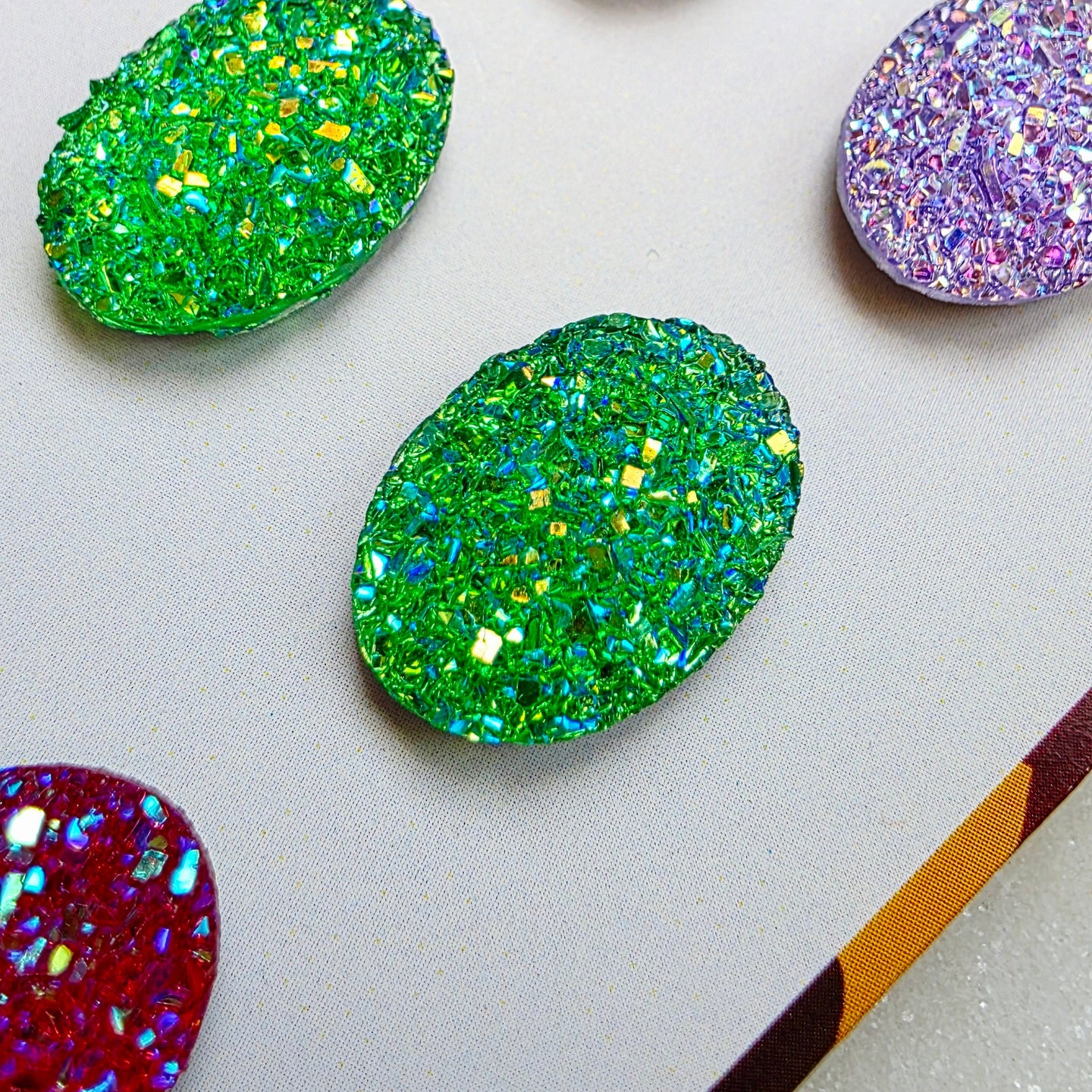 Purple Oval Druzy Studs Trio