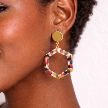 Pink Hexagon Dangles