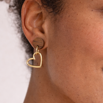 Wood Heart Dangle Earrings