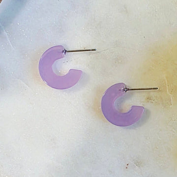 Purple Mini Pebble Hoops