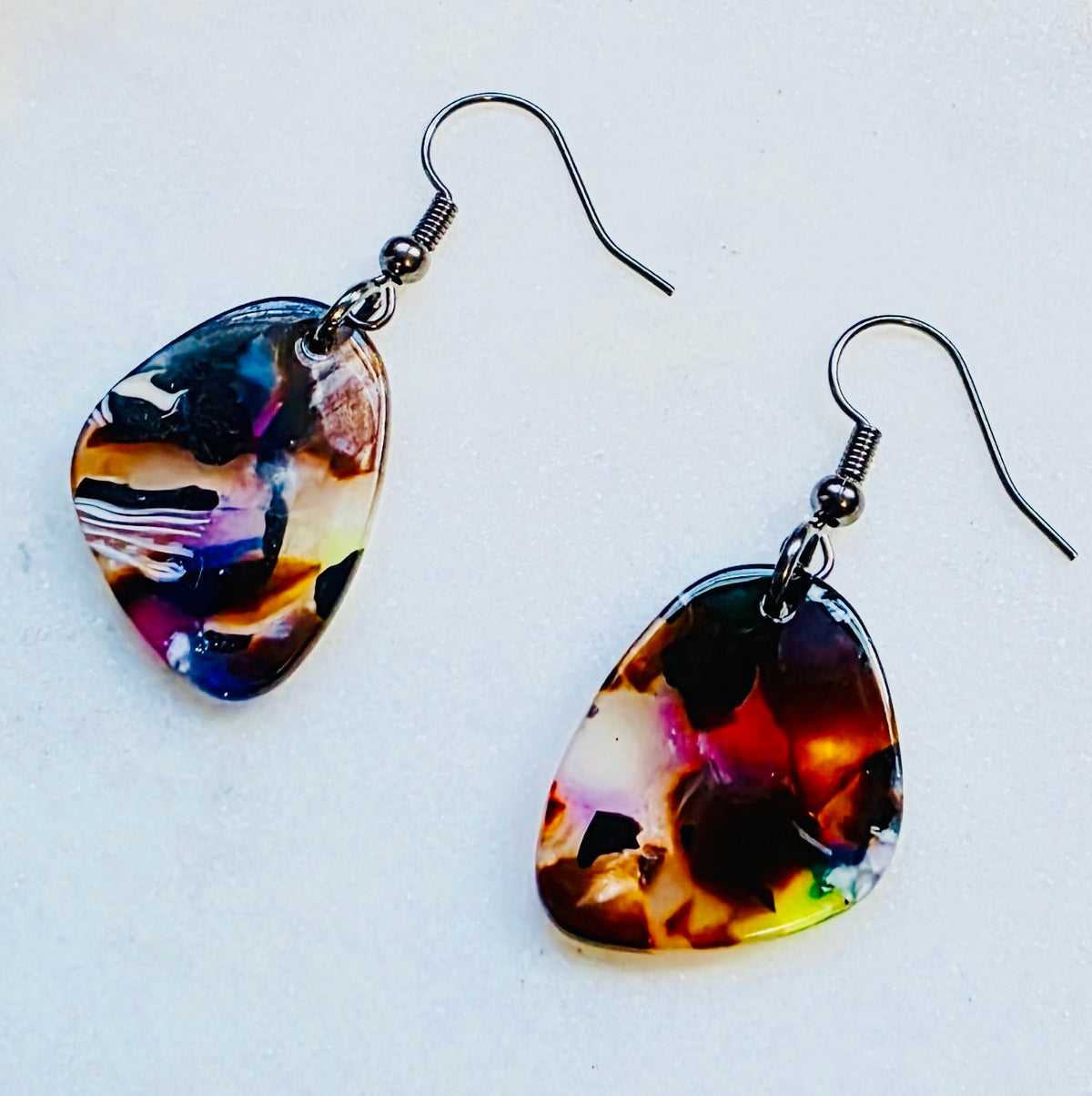Purple Mosaic Pebble Dangles